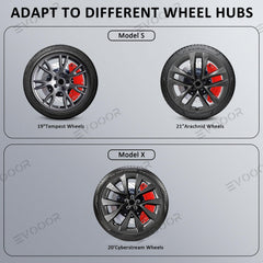 Red Tesla 2021-2023 Model S/X Brake Caliper Covers (4Pcs) - Evooor