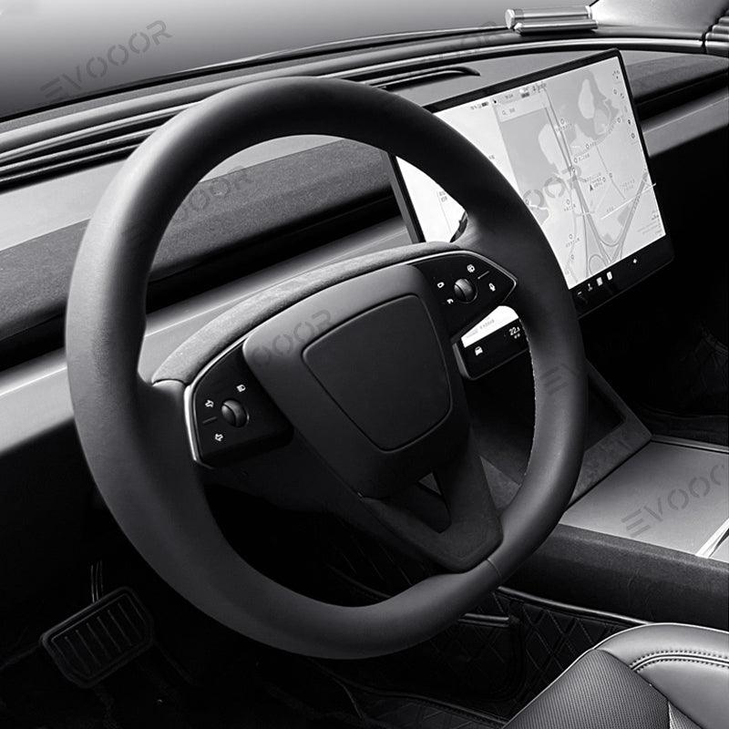 Tesla Alcantara Steering Wheel U-shaped Cover Sticker For 2024 Model 3 Highland - Evooor