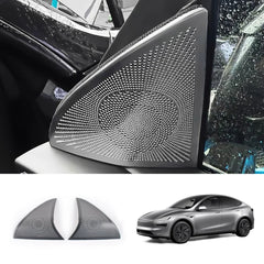Tesla Model Y Juniper 2025+ Stainless Steel Triangle Front Door Speaker Grilles - Evooor