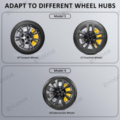 Model S/X Yellow Brake Caliper Covers for Tesla 2021-2023(4Pcs) - Evooor