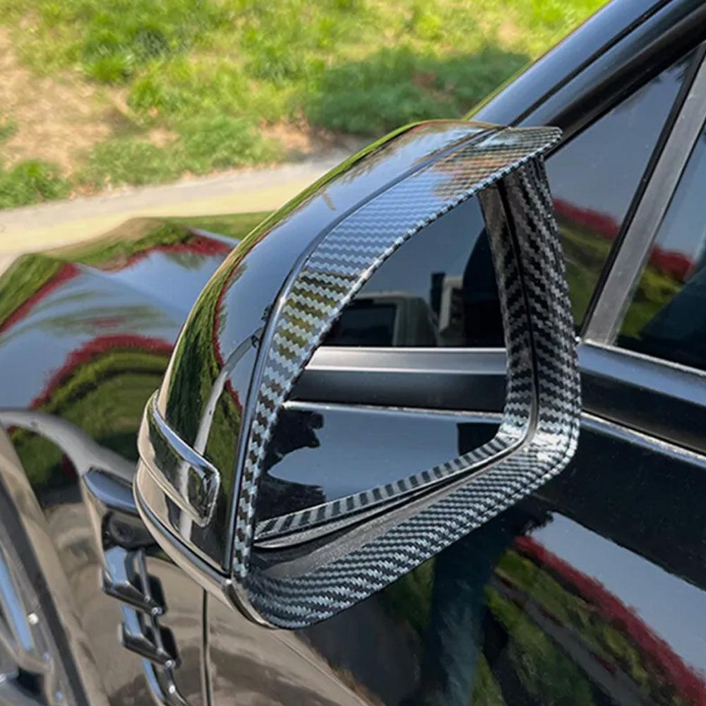Tesla Model 3/Y Rear View Mirrors Rain Guards Set in Carbon Fiber Pattern ABS - 2 Pieces - Evooor