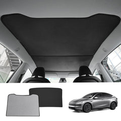 Alcantara Split Nano Ice Crystal Glass Roof Sunshade for Tesla Model Y Juniper 2025+ - Evooor