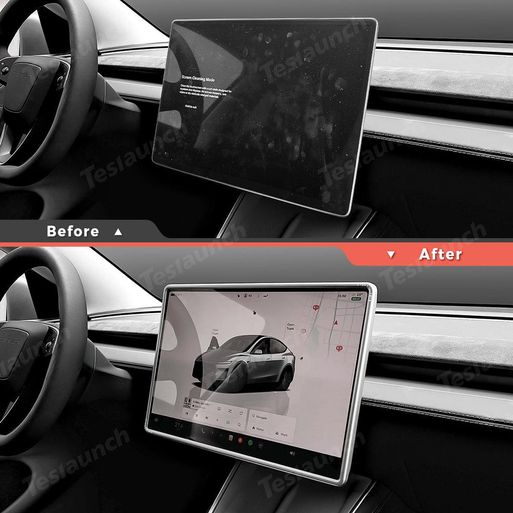 All-in-One Central Screen Tempered Glass & Frame Cover for Tesla Model Y Juniper 2025+ - Evooor
