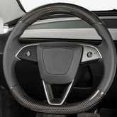 Glossy Carbon Fiber Steering Wheel Cover Upgrade for Tesla Model 3 Highland - Fits 2024+ - Evooor