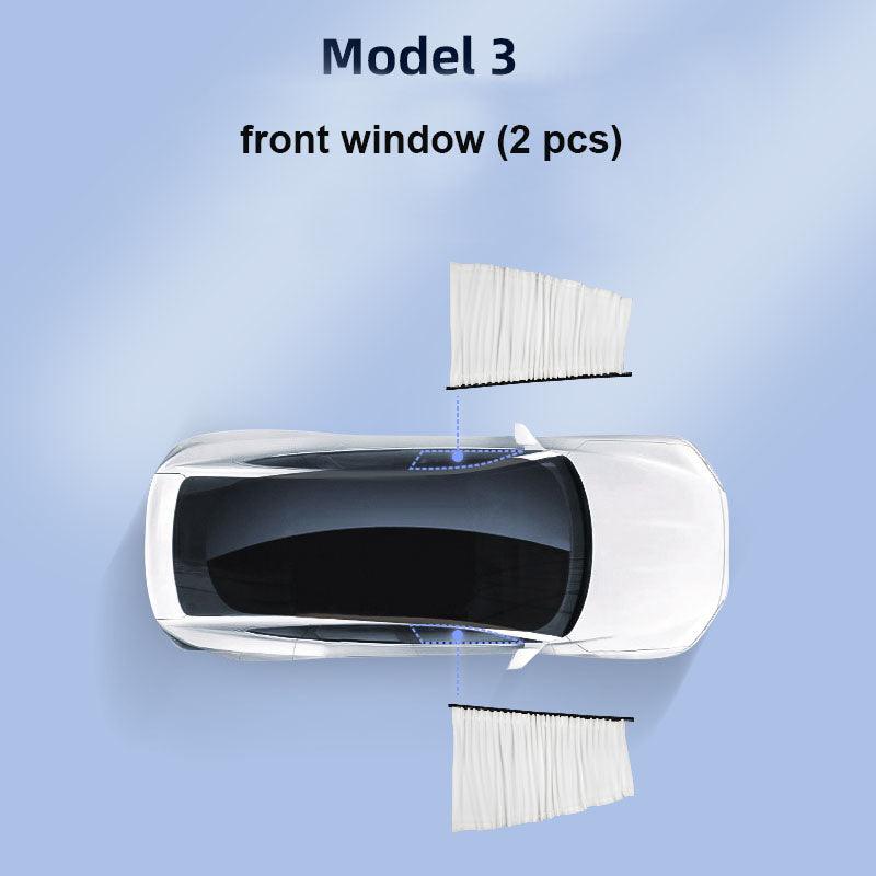 Tesla Side Window Track Slide Privacy Curtain Sunshade For Model 3/Y - Evooor