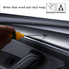 Tesla Model 3 Door Trim Cover Wrap ABS Matte Carbon Fiber Pattern (2 PCS) (2021-2023) - Evooor