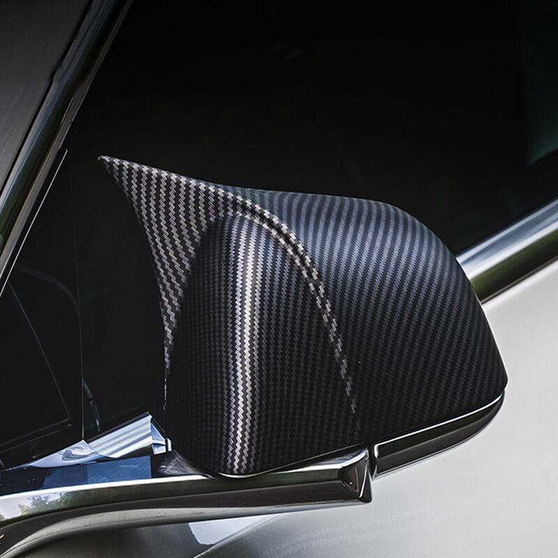 Carbon Fiber Mirror Caps with GT Style for Tesla Model 3 - Premium ABS Material, Pair (2017-2024) - Evooor