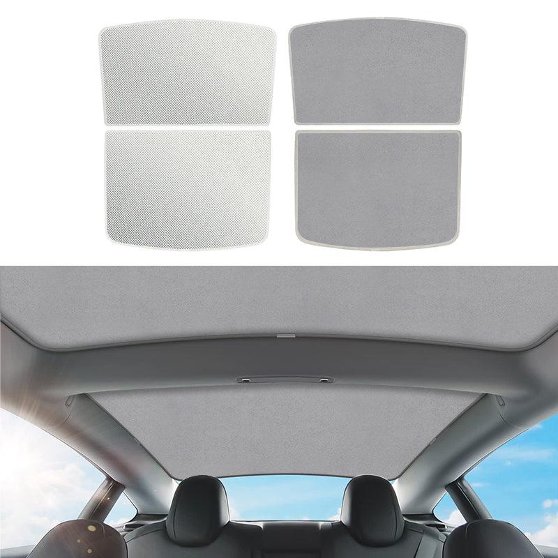 Tesla Alcantara Suede Ice Crystal Double Insulation Sunroof Sunshade for Model 3/Y - Evooor