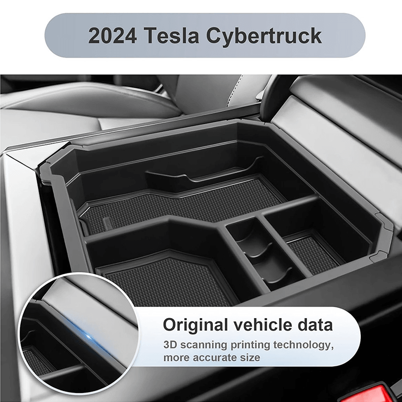 Double-layer Center Console Storage Tray Organizer Box for Tesla Cybertruck (2-pack) - Evooor