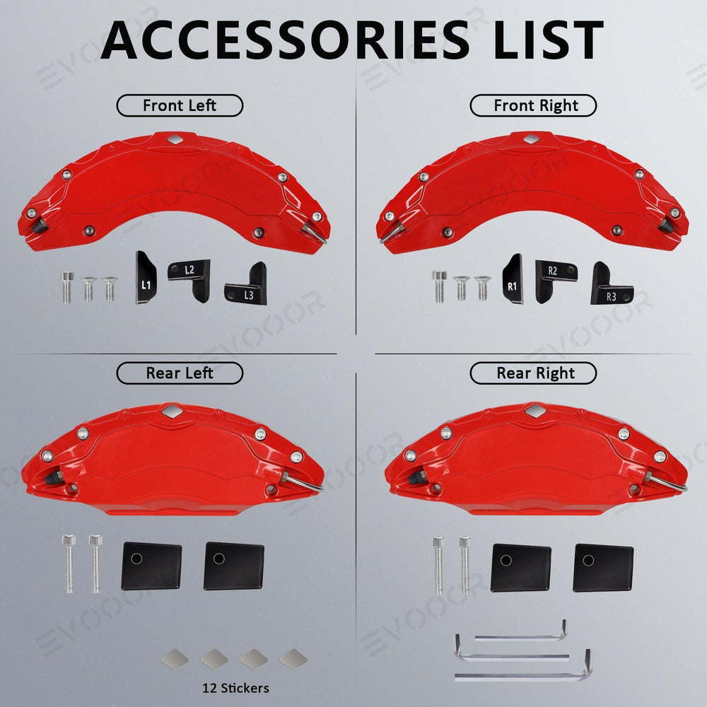 Red Tesla 2021-2023 Model S/X Brake Caliper Covers (4Pcs) - Evooor