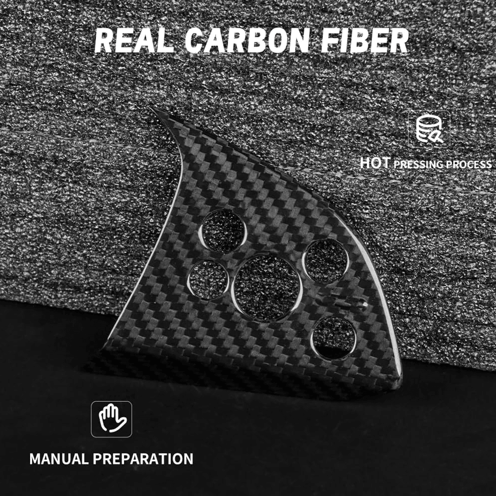 High-Quality Carbon Fiber Steering Wheel Panel Protectors (2 Pieces) for Tesla Model 3 - Durable Upgrade for Highland Driving - Evooor