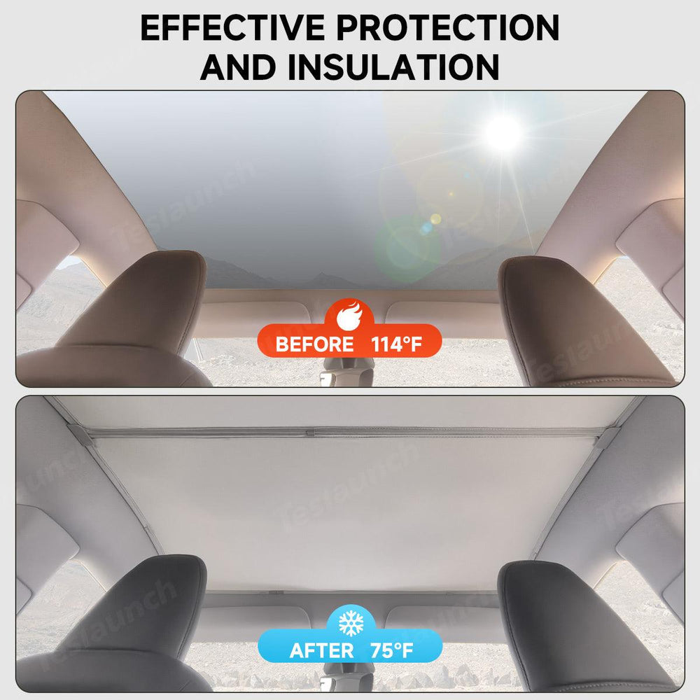 Split Nano Ice Crystal Glass Roof Sunshade for Tesla Model Y Juniper 2025+ - Evooor