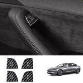 Premium Carbon Fiber Window Switch Button Cover Decals Set for Tesla Model 3 & Model Y - Pack of 4 - Evooor