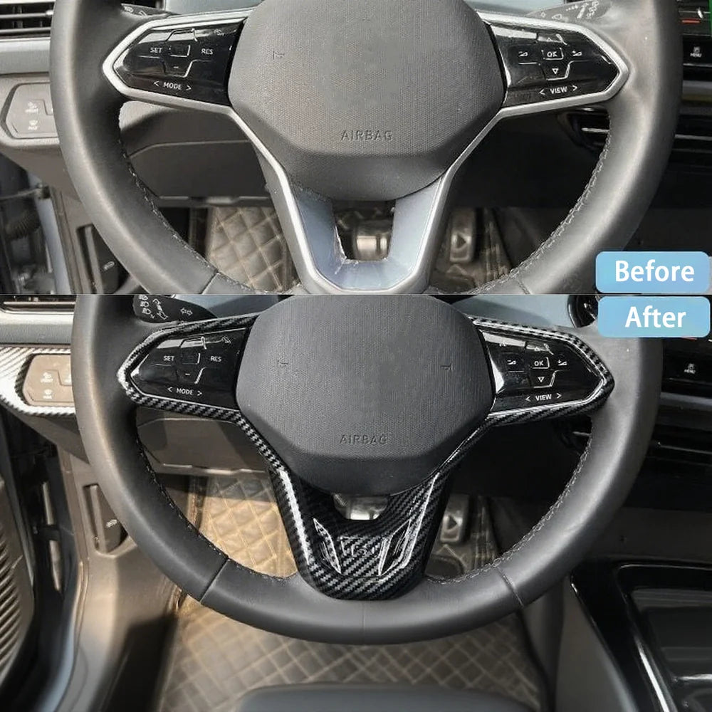 ABS Carbon Fiber Texture Steering Wheel Cover Trim Sticker For VW ID.3 - Evooor