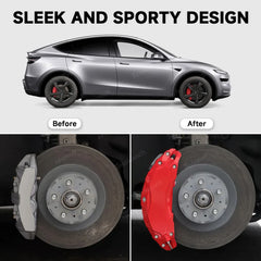 Set of 4 Red Brake Caliper Covers for Tesla Model Y - Enhanced Style for 2025+ Models - Evooor