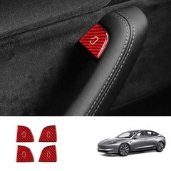 Premium Carbon Fiber Window Switch Button Cover Decals Set for Tesla Model 3 & Model Y - Pack of 4 - Evooor