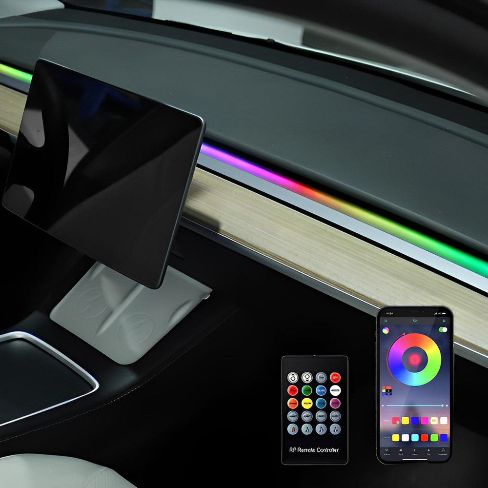 2023 Model 3/Y New Dashboard Strip Lights for Tesla, Remote RGB Interior Car Lights (2017-2023) - Evooor