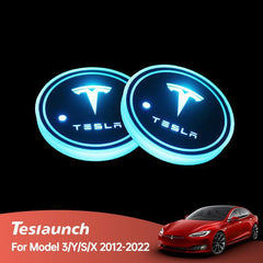 Tesla Model 3/Y/S/X 7 Colors LED Car Cup Holder Lights Interior Atmosphere Lamp (All Models) (1 Pair) - Evooor