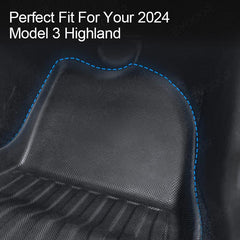 2024 Model 3 Highland All-Weather Floor Mats Full Set Trunk Mat Cargo Mat Frunk Cargo Liner for Tesla - Evooor
