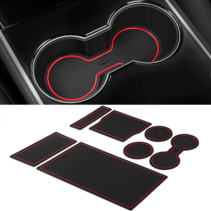Model 3 Center Console & Cupholder Liner Kit Mat for Tesla(2017-2020) - Evooor