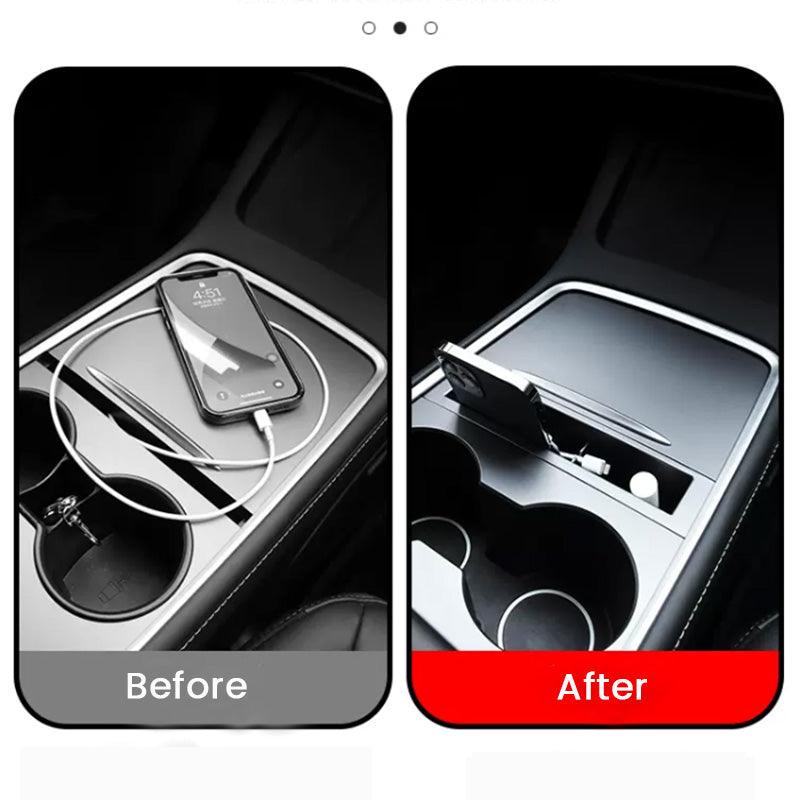 Model 3/Y Phone Storage Organizer Central Control Storage Box For Tesla(2022-2023) - Evooor