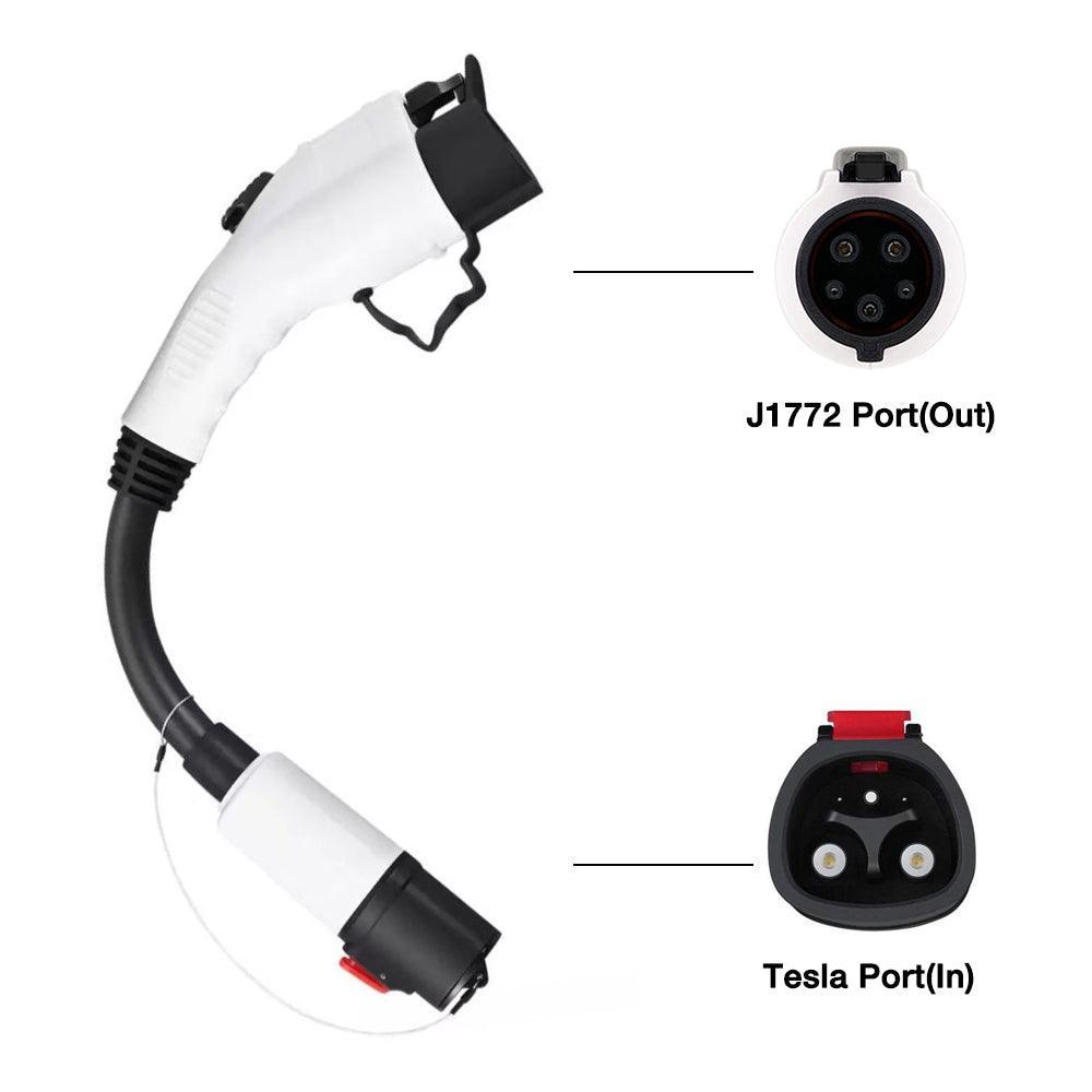 Model S/X/3/Y to J1772 Adapter Charger 60Amp / 250V AC Max, For Level 1 - Level 2 Charging, IP44 Weatherproof for Tesla - Evooor