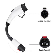 Model S/X/3/Y to J1772 Adapter Charger 60Amp / 250V AC Max, For Level 1 - Level 2 Charging, IP44 Weatherproof for Tesla - Evooor