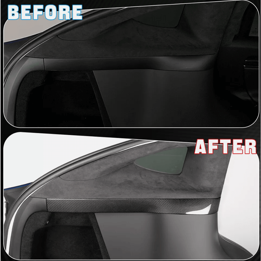 High-Quality Carbon Fiber Rear Trunk Inner Panel Protectors (Set of 2) for Tesla Model X 2022 and Beyond - Evooor