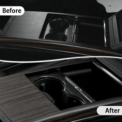 Carbon Fiber Cup Holder Cover for Tesla Model S/X - Premium Console Accessory for 2022 and Beyond - Evooor