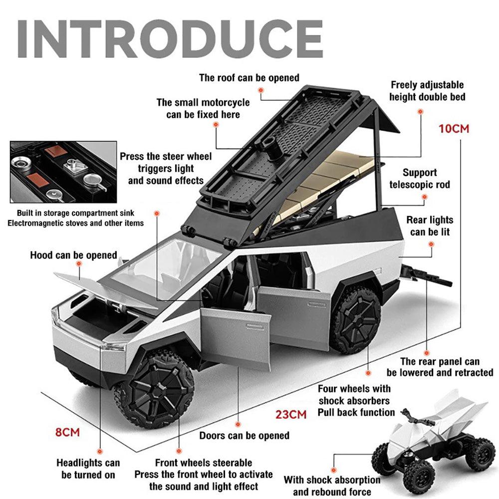 Cybertruck 1/24 Pickup Camping RV Alloy Car Model - Evooor