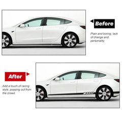 Custom Side Skirt Decal Sticker Set for Tesla Model 3/Y/S/X, Racing Stripe Design for Car Body Customization - Evooor