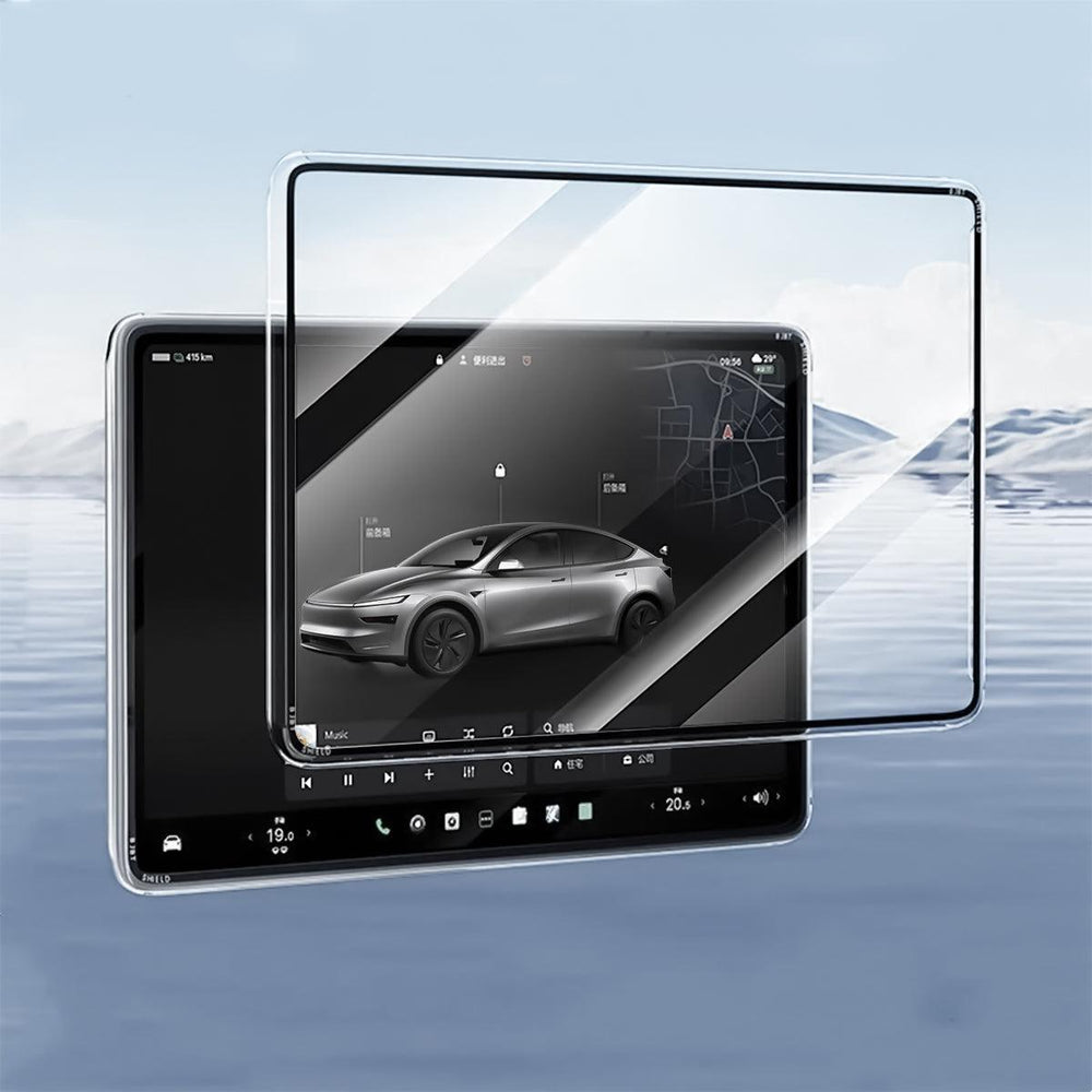 All-in-One Central Screen Tempered Glass & Frame Cover for Tesla Model Y Juniper 2025+ - Evooor