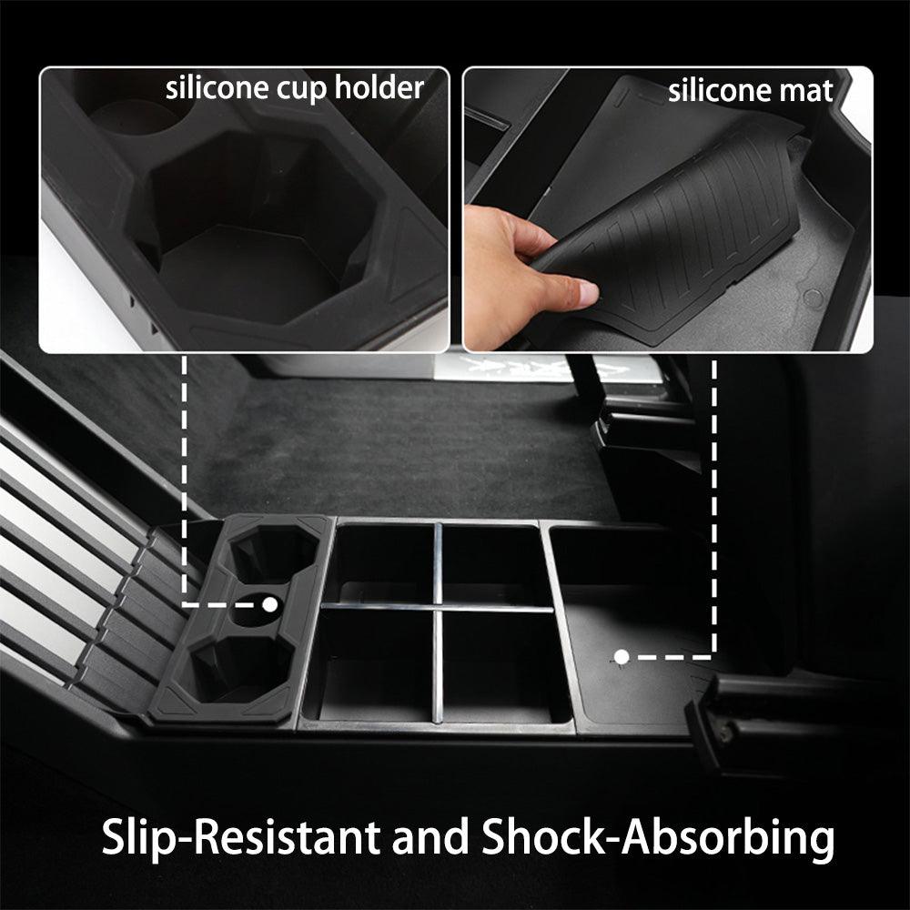 Split Lower Center Console Storage Tray Organizer with Cup Holder for Cybertruck - Evooor