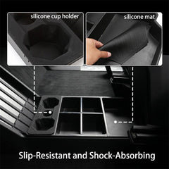 Split Lower Center Console Storage Tray Organizer with Cup Holder for Cybertruck - Evooor