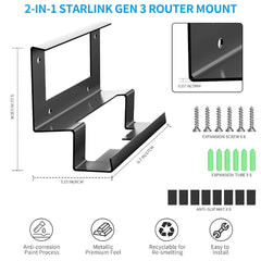 Metal Router and Power Supply Wall Mount Bracket Kit for Starlink Gen 3: Complete Accessory Set for Easy Installation - Evooor