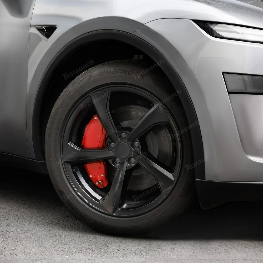 Set of 4 Red Brake Caliper Covers for Tesla Model Y - Enhanced Style for 2025+ Models - Evooor