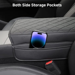 Leather Center Armrest Cover with Side Pockets for Tesla Model Y Juniper 2025+