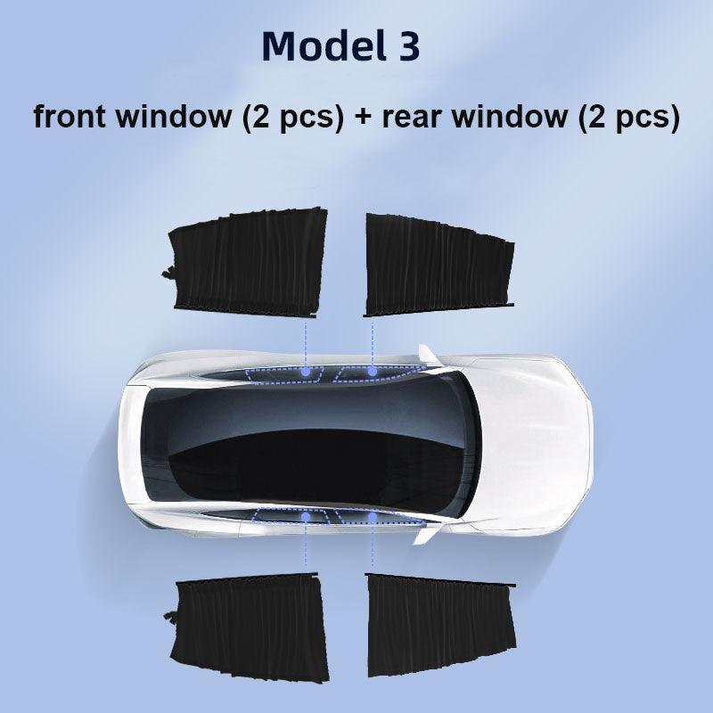 Tesla Side Window Track Slide Privacy Curtain Sunshade For Model 3/Y - Evooor