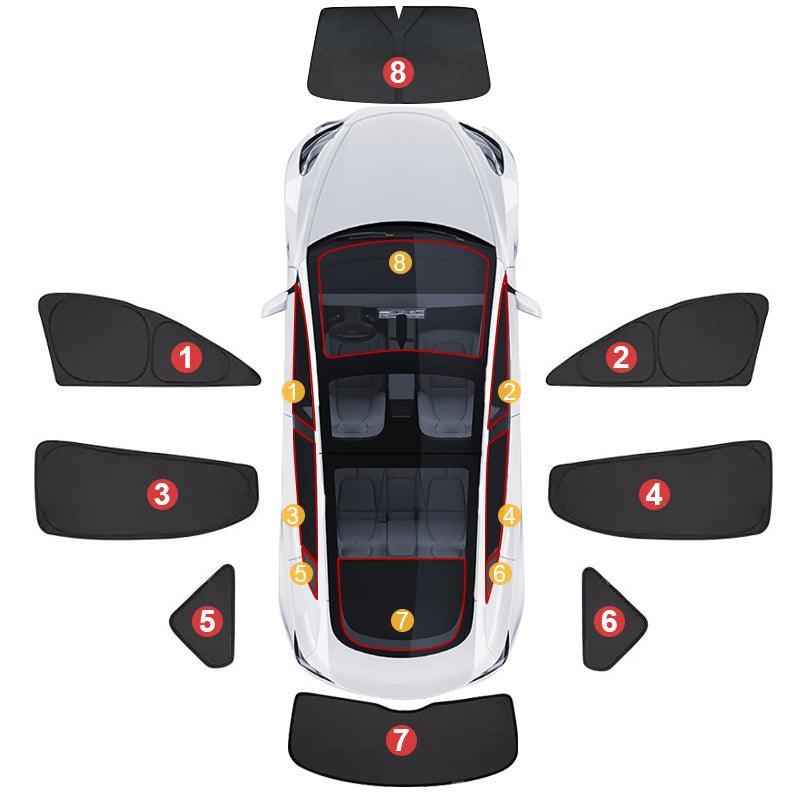 Tesla Model S(2012-2023) Privacy Thermal Insulated Curtains Window Sunshades - Tesla Camping Car Accesories for Sun Protection - Evooor