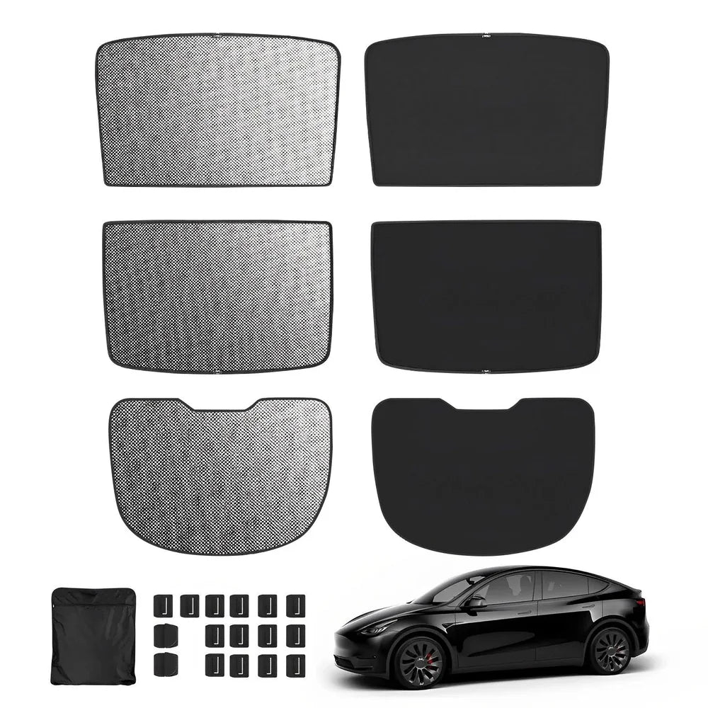2023 Tesla Upgrade Built-In Reflective Sunroof and Rear Windshield Sunshade For Model Y / Model 3 - Lightweight Reflective Silver Coated Sun Visor - Evooor