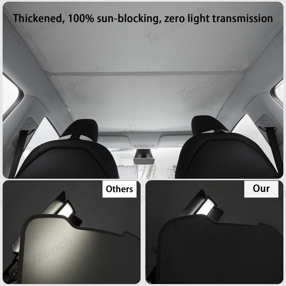 Alcantara Split Nano Ice Crystal Glass Roof Sunshade for Tesla Model Y Juniper 2025+ - Evooor