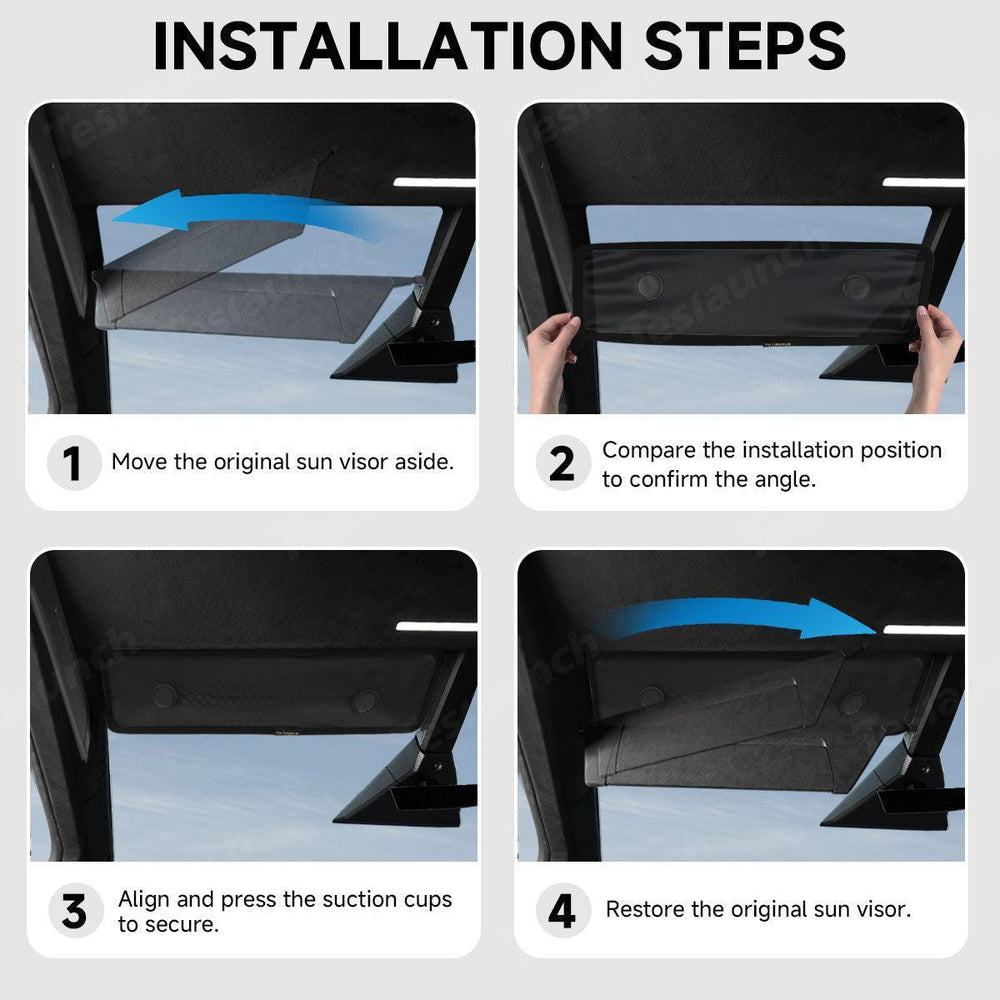 Upper Front Windshield Sunshade Mesh Sun Visor for Cybertruck (2 Pcs) - Evooor