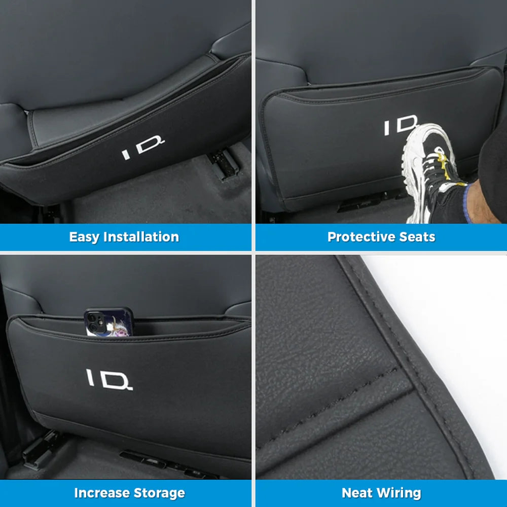 Leather Rear Seat Back Anti-Kick Mat For VW ID.3 - Evooor