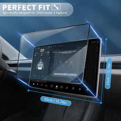 2024 Model 3 Highland Tempered Glass(9H) Screen Protector For Tesla Dashboard Screen & Second Row Seat Screen Set (2PCS) - Evooor