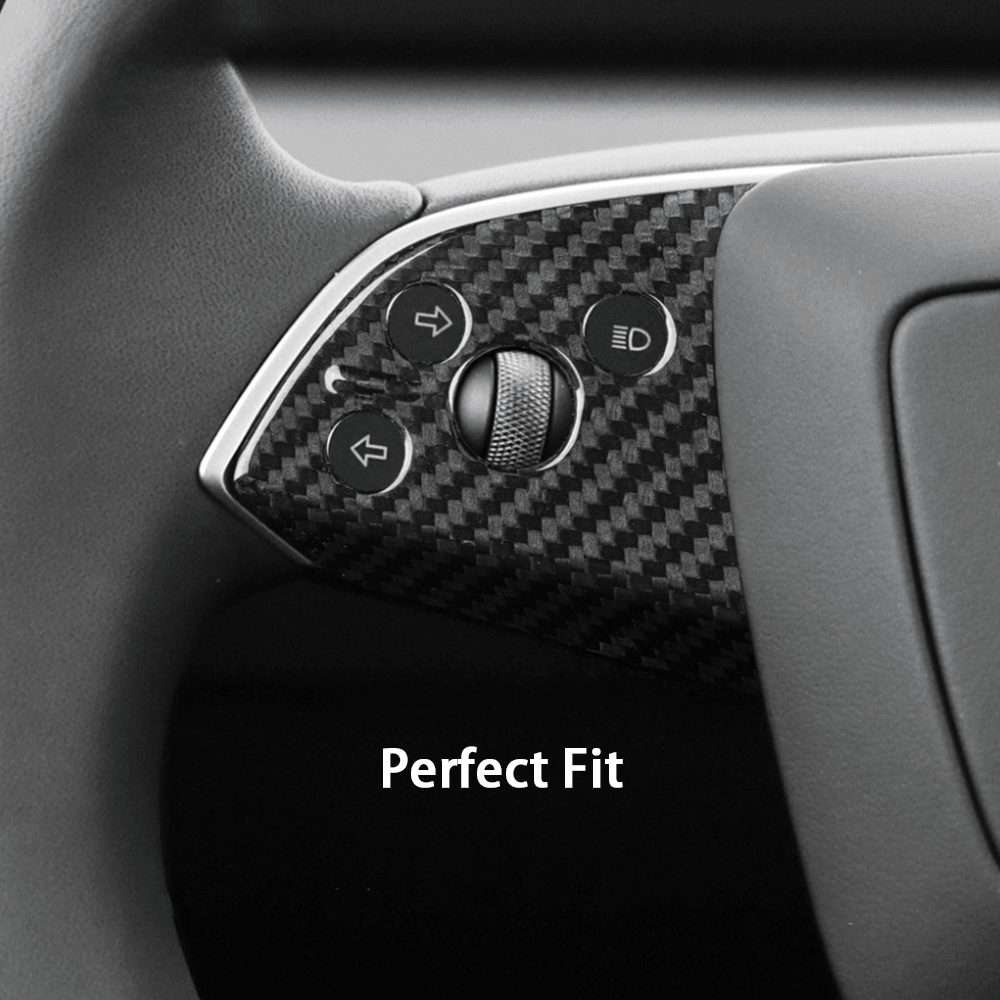 High-Quality Carbon Fiber Steering Wheel Panel Protectors (2 Pieces) for Tesla Model 3 - Durable Upgrade for Highland Driving - Evooor