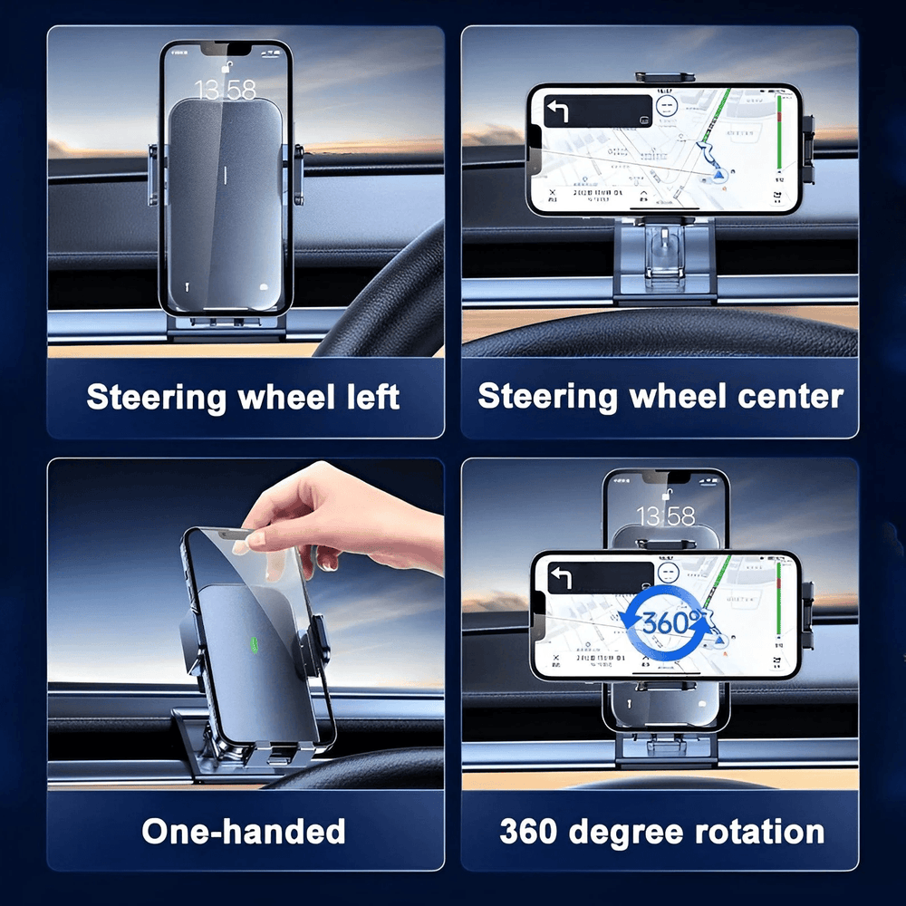 Solar-Powered Wireless Car Phone Mount for Tesla Model 3 & Model Y - Automatic Charging Dashboard Holder - Evooor