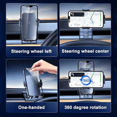 Solar-Powered Wireless Car Phone Mount for Tesla Model 3 & Model Y - Automatic Charging Dashboard Holder - Evooor