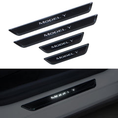LED Illuminated Car Door Sill Guard Plate Kit for Tesla Models with Customized Lighting - Evooor