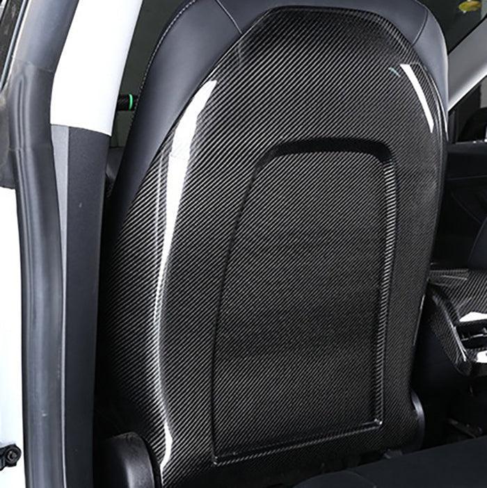 High-Quality Carbon Fiber Backseat Covers for Tesla Model 3/Y - Set of Rear Seat Back Overlays (2017-2023) - Evooor