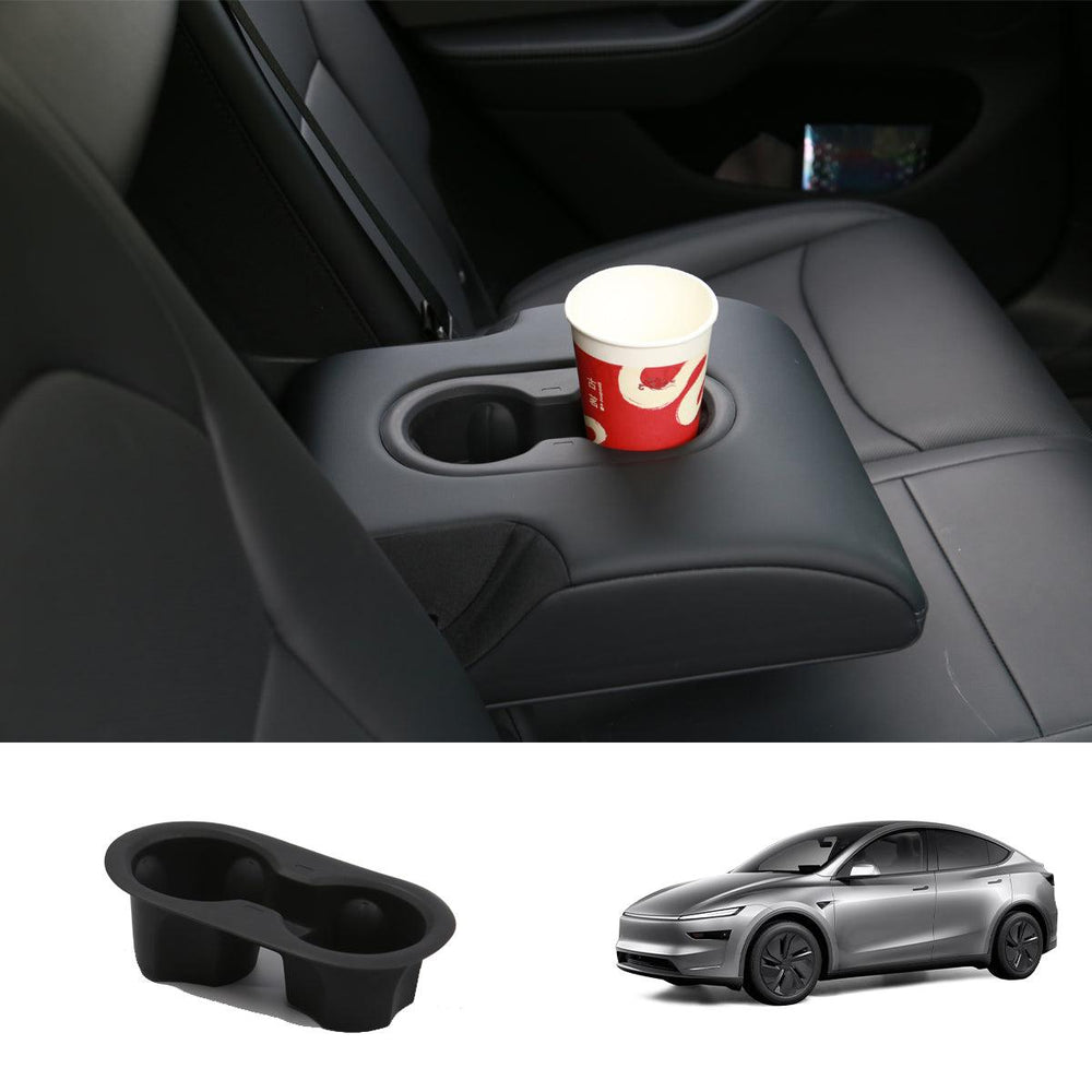 Tesla Model Y Juniper 2025+ Rear Seat Non-slip Cup Holder Silicone Insert Tray - Evooor